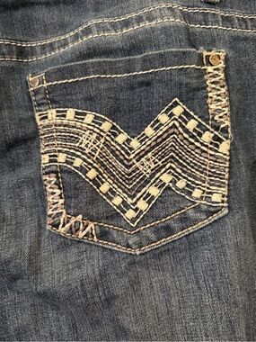 Earl Jean Embroidered Pocket Straight Leg Jeans 16P Stretch Denim Y2K Boho